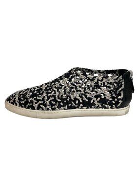 Hermes Slip-on Black White Gray Mesh Silk Leather Slippers